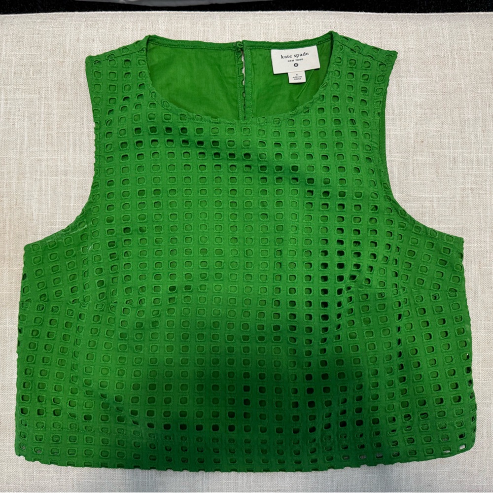 Kate Spade x Target Green Eyelet Sleeveless Top Size Small